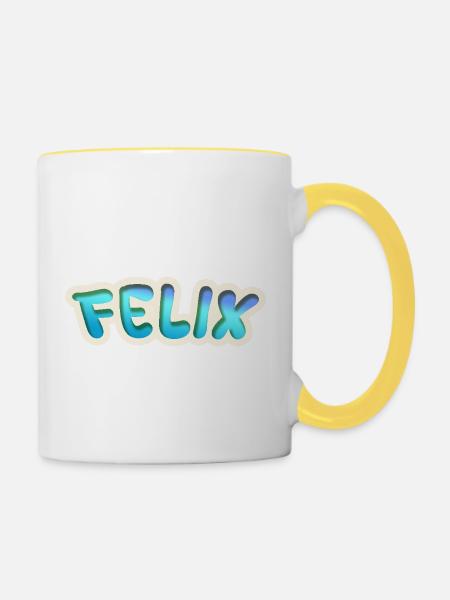 Felix als Job - Tasse zweifarbig - Weiß/Gelb