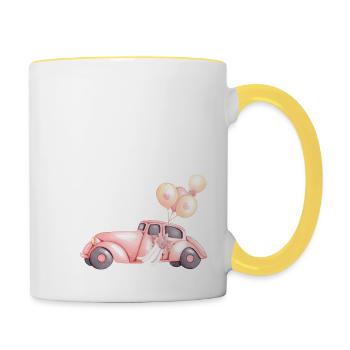 Brautjungfer - Autohochzeit - Tasse zweifarbig - Weiß/Gelb - Rechts