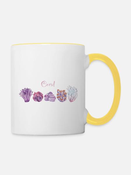Lebendige Korallenriff-Kunst - Tasse zweifarbig - Weiß/Gelb
