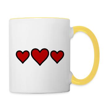 Herzen Symbol - Tasse zweifarbig - Weiß/Gelb - Rechts