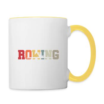 Rowing - Rudern - Ruderer - Ruderin - Aviron - Tasse zweifarbig - Weiß/Gelb - Rechts
