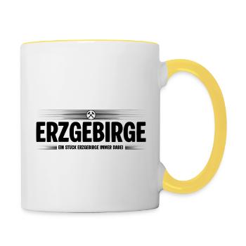 Erzgebirge Heimat immer dabei - Tasse zweifarbig - Weiß/Gelb - Rechts