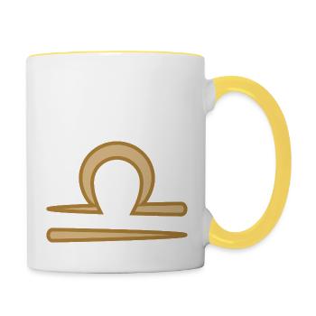 Libra Zodiac Symbol Two Tone Golden - Contrasting Mug - white/yellow - Right