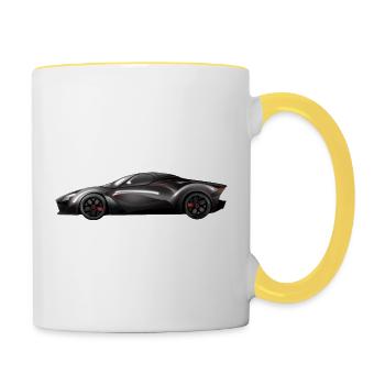 Glossy black supercar design - Contrasting Mug - white/yellow - Right