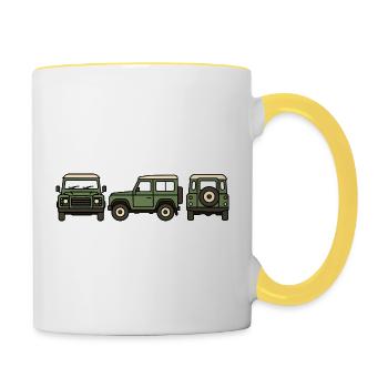 Voiture tout-terrain - Mug contrasté - blanc/jaune - Droite