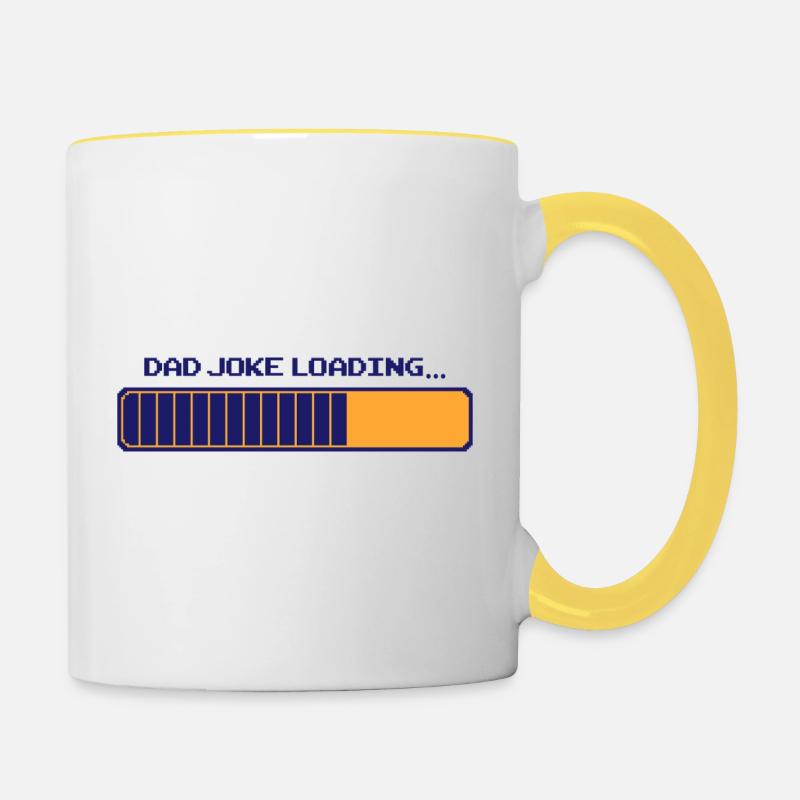 Dad Joke Loading – Pixelbar - Tasse zweifarbig - Weiß/Gelb