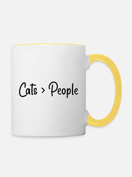 Katzenliebhaber - Tasse zweifarbig - Weiß/Gelb