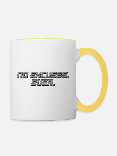No Excuses - Ever - Statement Shirt - Tasse zweifarbig - Weiß/Gelb