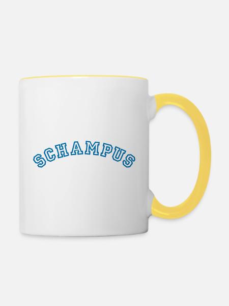 Schampus - Tasse zweifarbig - Weiß/Gelb