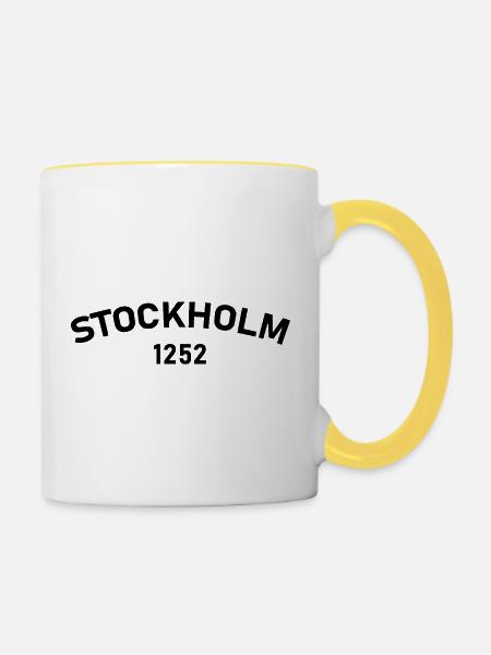 Stockholm 1252, Schweden - Tasse zweifarbig - Weiß/Gelb