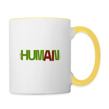 Mensch - Tasse zweifarbig - Weiß/Gelb - Rechts