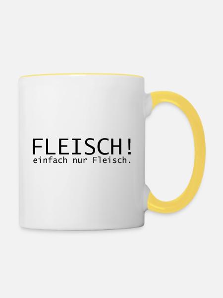 Fleisch! einfach nur Fleisch. - Tasse zweifarbig - Weiß/Gelb