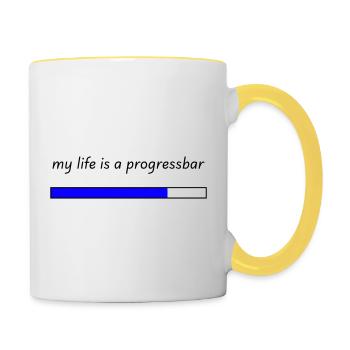 my life is a progressbar - Tasse zweifarbig - Weiß/Gelb - Rechts