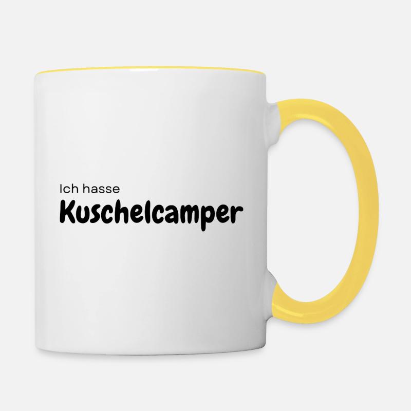 Campeur câlin - Mug contrasté - blanc/jaune