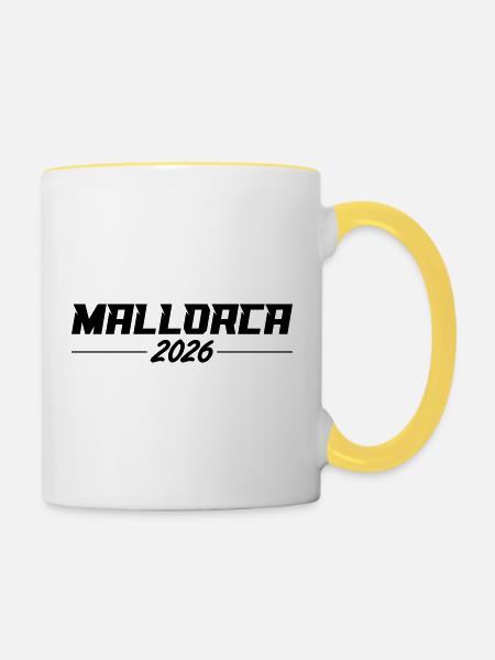Mallorca 2026 - Tasse zweifarbig - Weiß/Gelb