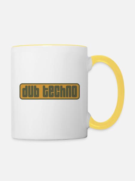 Dub Techno Retro Emblem - Tasse zweifarbig - Weiß/Gelb
