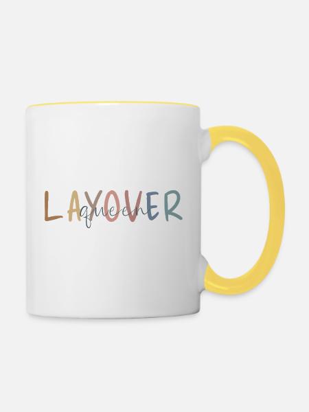 Flight Attendant Geschenk - Flugbegleiter Geschenk - Tasse zweifarbig - Weiß/Gelb