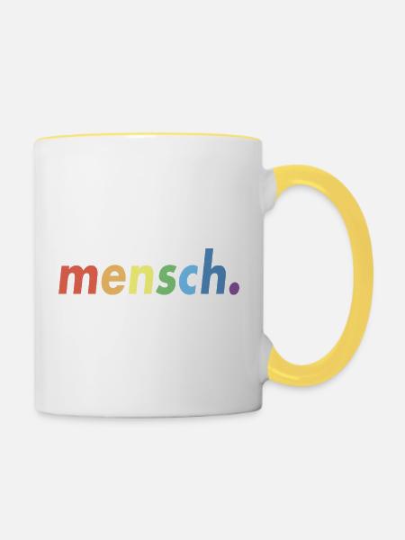 LGBT Menschen Mensch Regenbogen - Tasse zweifarbig - Weiß/Gelb