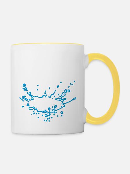 Wasserspritzer - Tasse zweifarbig - Weiß/Gelb