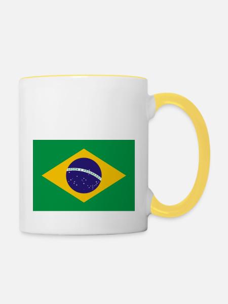 Brasilien Flagge Fahne - Tasse zweifarbig - Weiß/Gelb