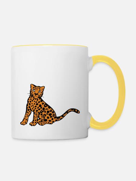 leopard - Tasse zweifarbig - Weiß/Gelb