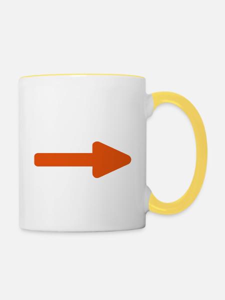 Pfeil - Tasse zweifarbig - Weiß/Gelb
