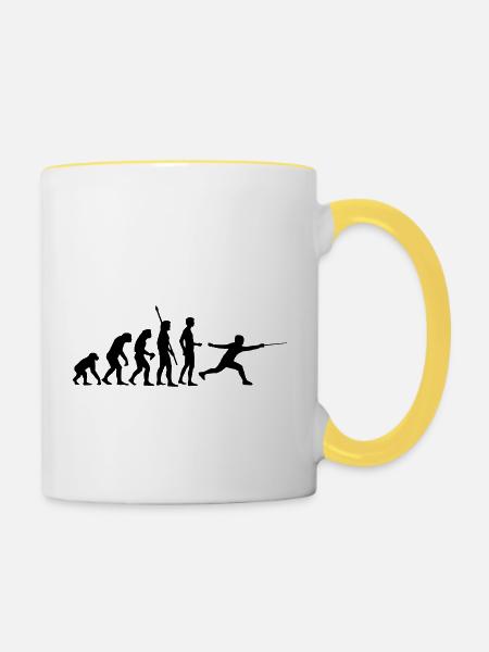 evolution_fechter_b - Tasse zweifarbig - Weiß/Gelb