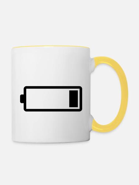 Akku, 20 Prozent - Tasse zweifarbig - Weiß/Gelb