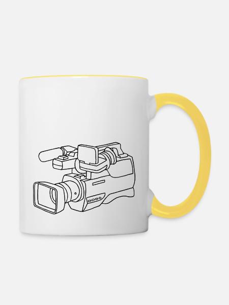 Video Kamera - Tasse zweifarbig - Weiß/Gelb