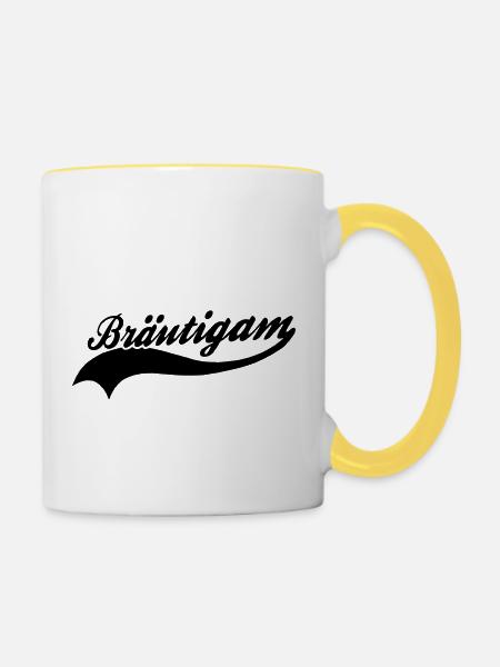 Bräutigam - Tasse zweifarbig - Weiß/Gelb