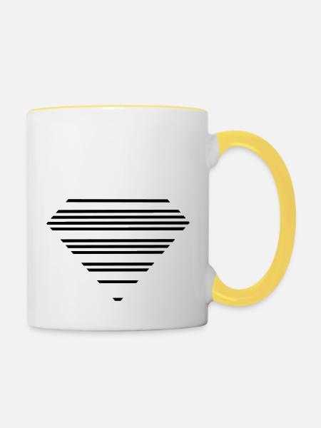 Diamond Stripes Diamanten Symbol - Tasse zweifarbig - Weiß/Gelb