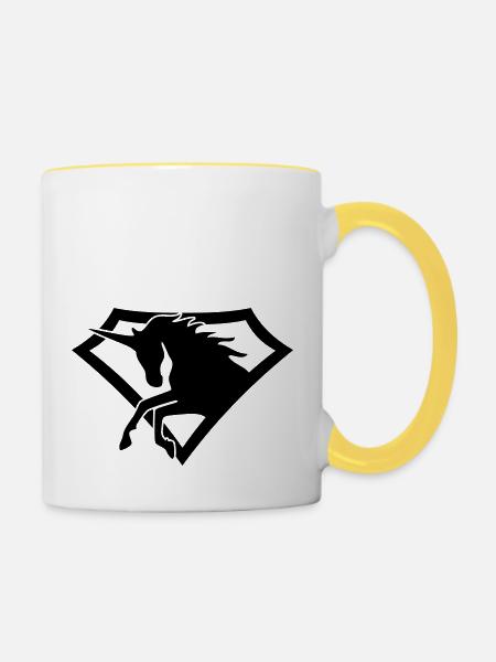 Super-Einhorn1 - Tasse zweifarbig - Weiß/Gelb