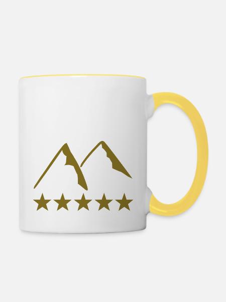 berge - Tasse zweifarbig - Weiß/Gelb