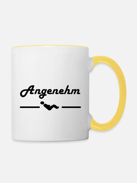 Angenehm - Tasse zweifarbig - Weiß/Gelb