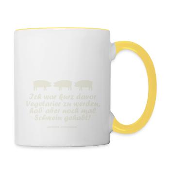 Ich war kurz davor Vegetarier zu werden, hab' aber - Tasse zweifarbig - Weiß/Gelb - Rechts