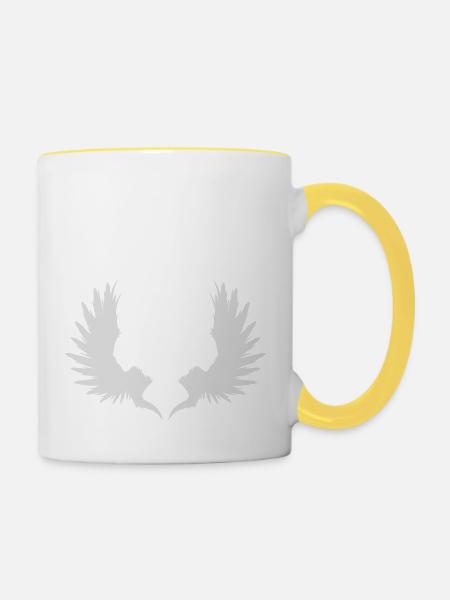 Flügel - Tasse zweifarbig - Weiß/Gelb