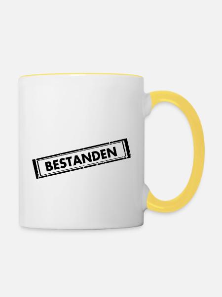 bestanden - Tasse zweifarbig - Weiß/Gelb