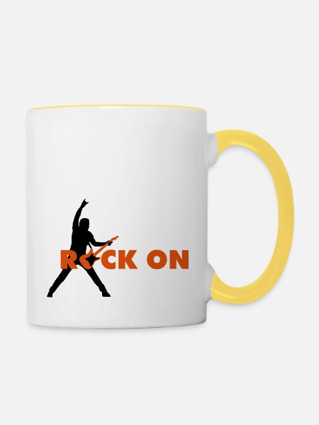 rock_on_b_2c - Tasse zweifarbig - Weiß/Gelb