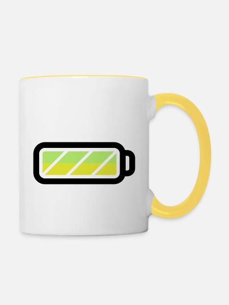 battery - Tasse zweifarbig - Weiß/Gelb
