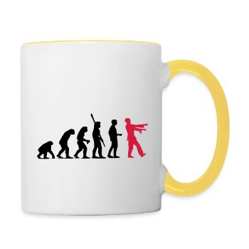 Évolution de zombi (deux couleurs) - Mug contrasté - blanc/jaune - Droite
