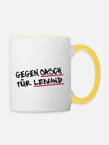 Oaschleiwand 2 - Tasse zweifarbig - Weiß/Gelb