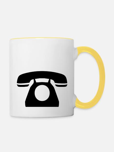 telefon - Tasse zweifarbig - Weiß/Gelb