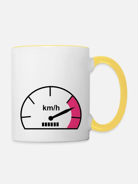 Tacho - Tasse zweifarbig - Weiß/Gelb