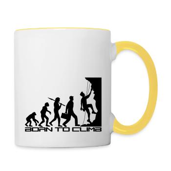 born to climb evolution evolution born steep - Contrasting Mug - white/yellow - Right