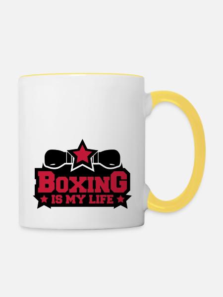 boxing_is_my_life_c2 - Tasse zweifarbig - Weiß/Gelb