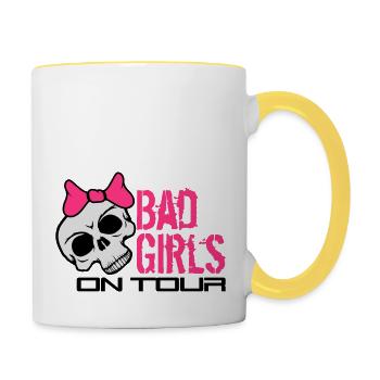 schaedel totenkopf boese bad gefaehrlich on tour u - Tasse zweifarbig - Weiß/Gelb - Rechts