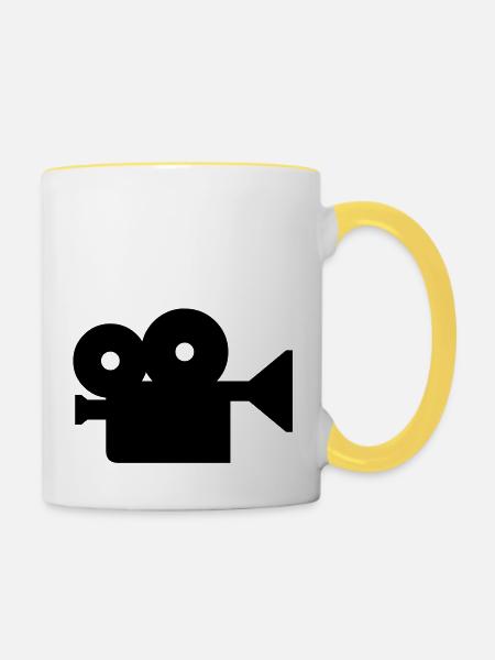 kamera foto - Tasse zweifarbig - Weiß/Gelb