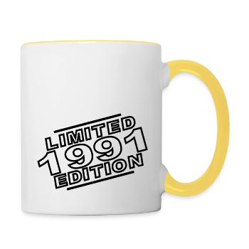 year 1991 limited edition - Contrasting Mug - white/yellow - Right