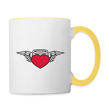 coeur ailes mort mort mouche dieu halo s - Mug contrasté - blanc/jaune - Droite