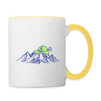 bavière allemagne chapeau bière montagnes hueg - Mug contrasté - blanc/jaune - Droite